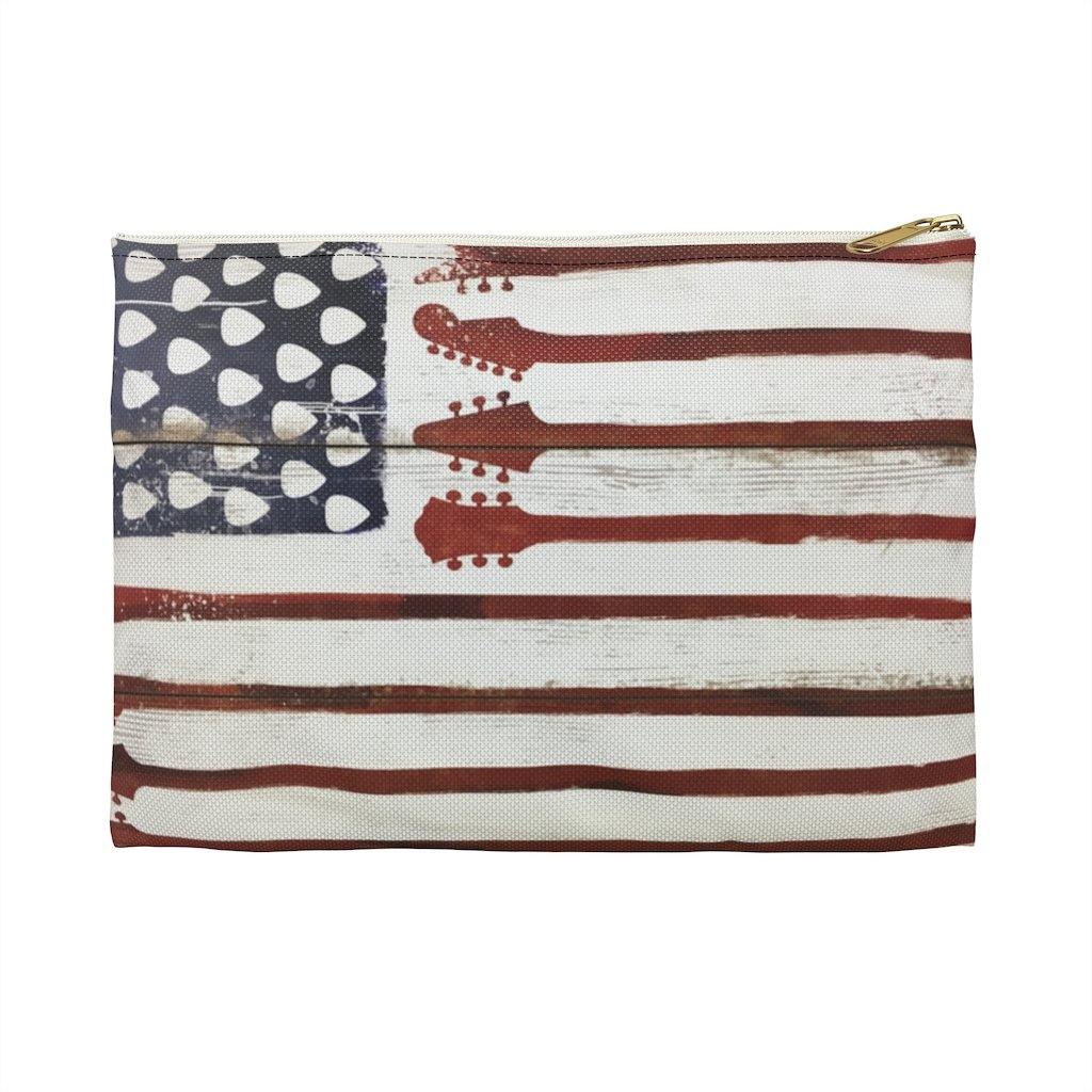 Guitar American Flag Accessory Pouch - Music Gifts Depot