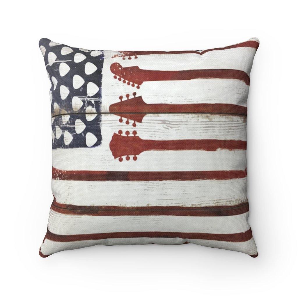 Guitar American Flag Square Pillow - Music Gifts Depot