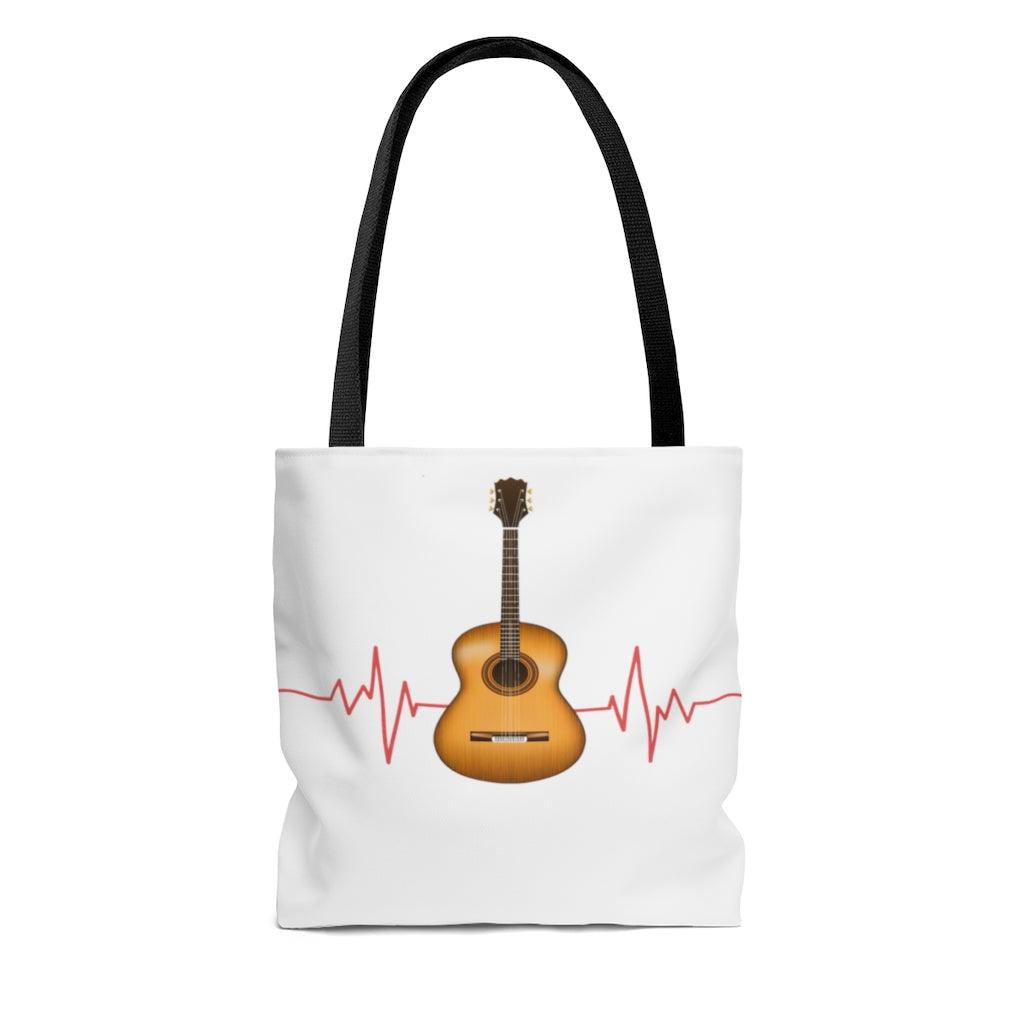 Heartbeat Guitar Tote Bag - Music Gifts Depot