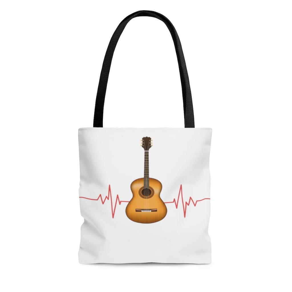 Heartbeat Guitar Tote Bag - Music Gifts Depot