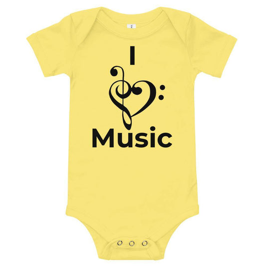 I Love Music Baby short sleeve one piece - Music Gifts Depot