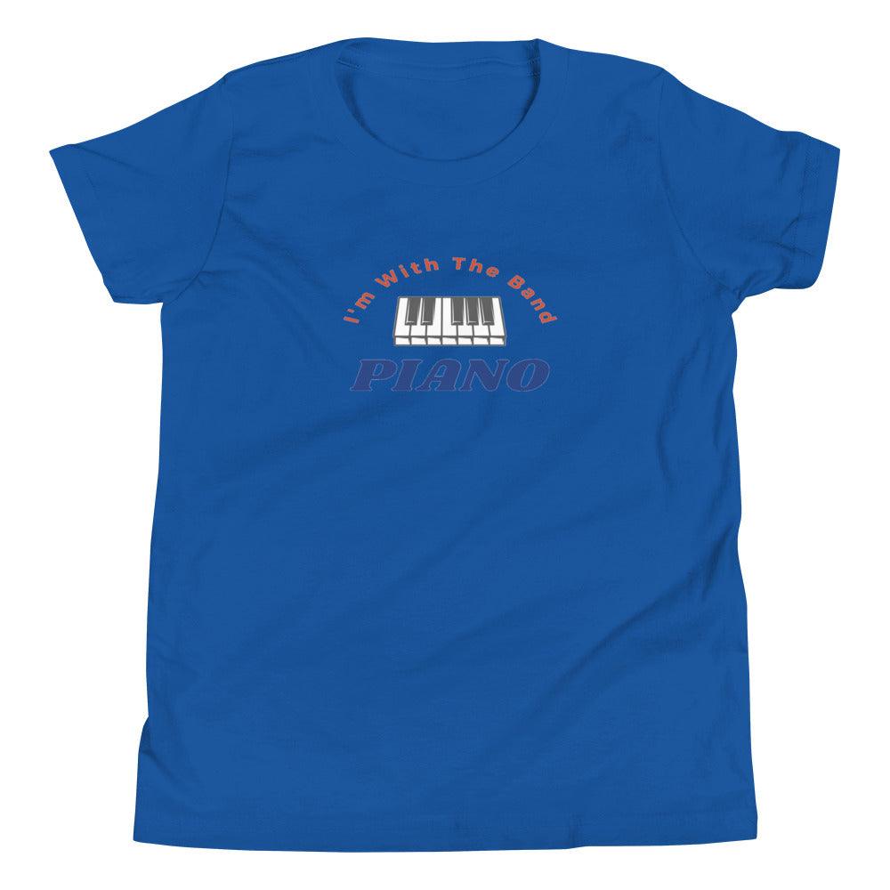I'm With The Band Piano Youth Kids T-Shirt - Music Gifts Depot
