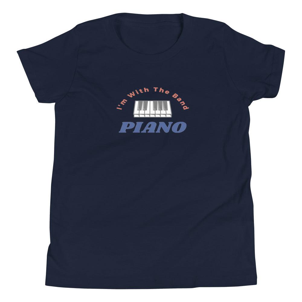 I'm With The Band Piano Youth Kids T-Shirt - Music Gifts Depot