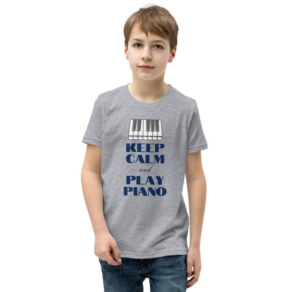 Keep Calm and Play Piano Youth Kids T-Shirt - Music Gifts Depot