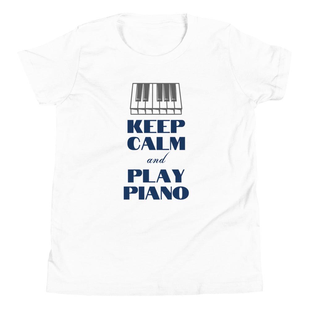 Keep Calm and Play Piano Youth Kids T-Shirt - Music Gifts Depot