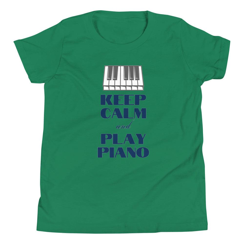 Keep Calm and Play Piano Youth Kids T-Shirt - Music Gifts Depot