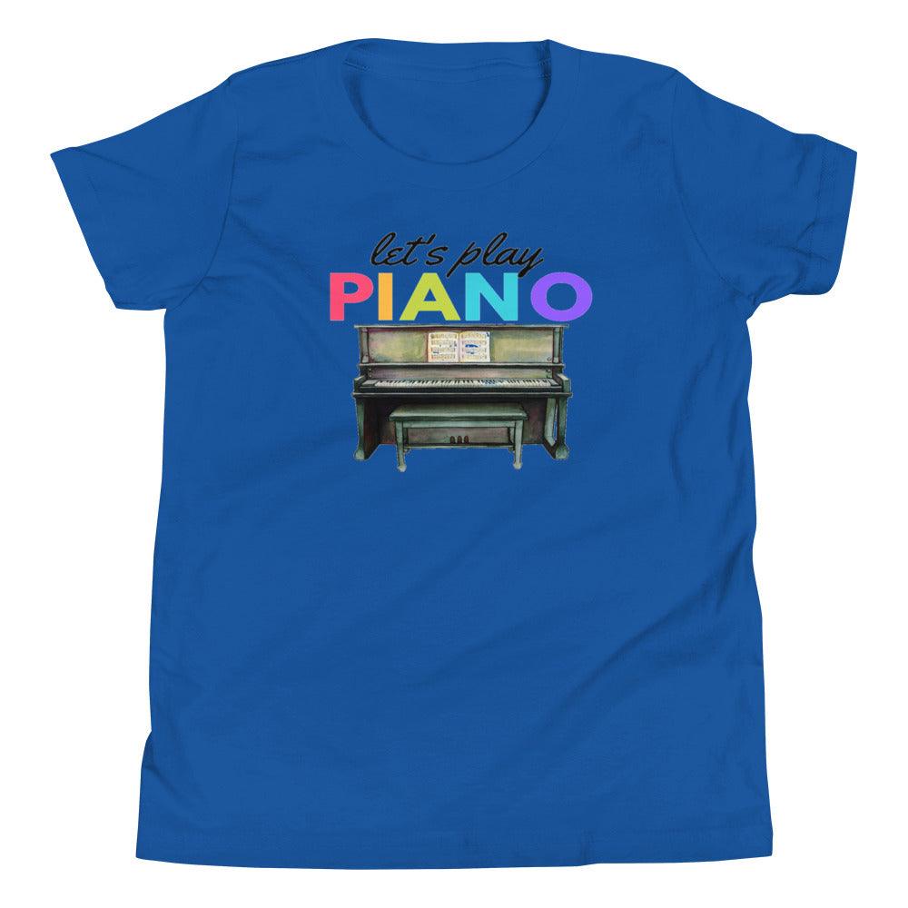 Let's Play Piano Youth Kids T-Shirt - Music Gifts Depot