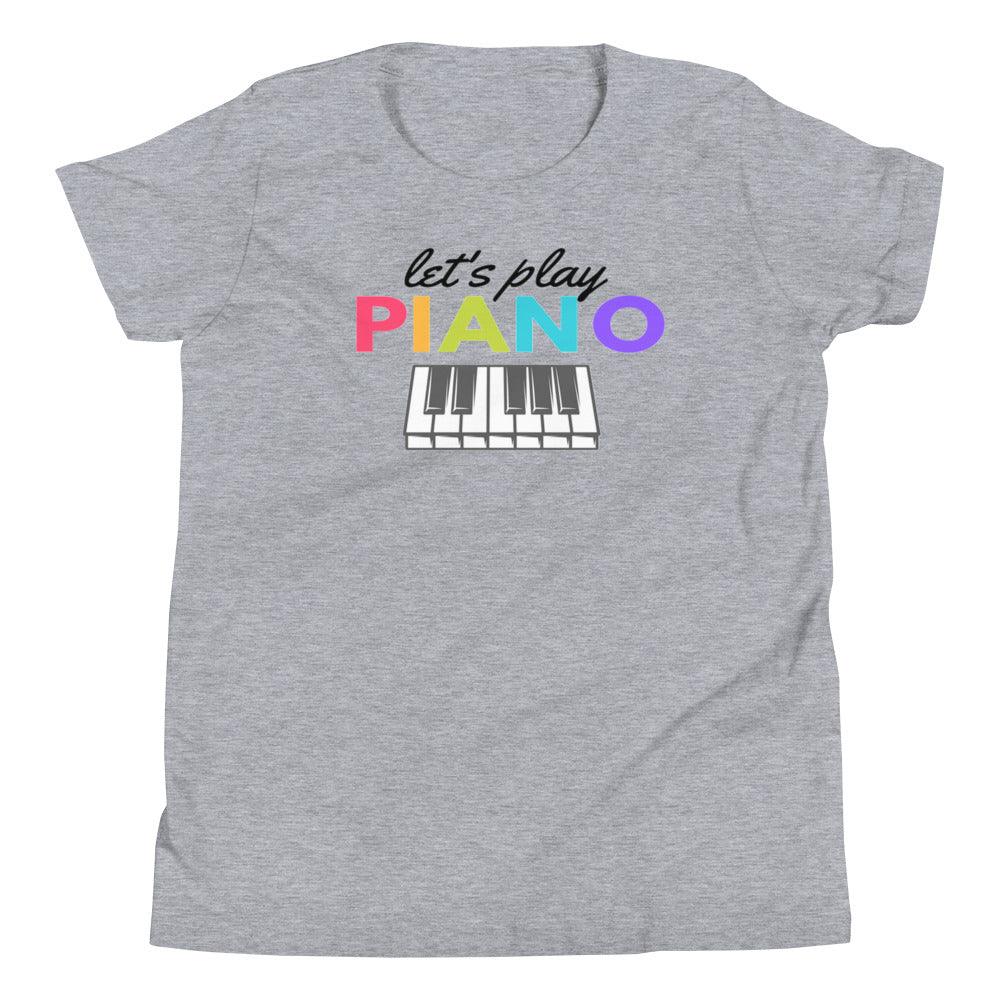 Let's Play Piano Youth Kids T-Shirt - Music Gifts Depot
