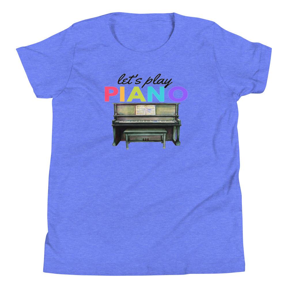 Let's Play Piano Youth Kids T-Shirt - Music Gifts Depot