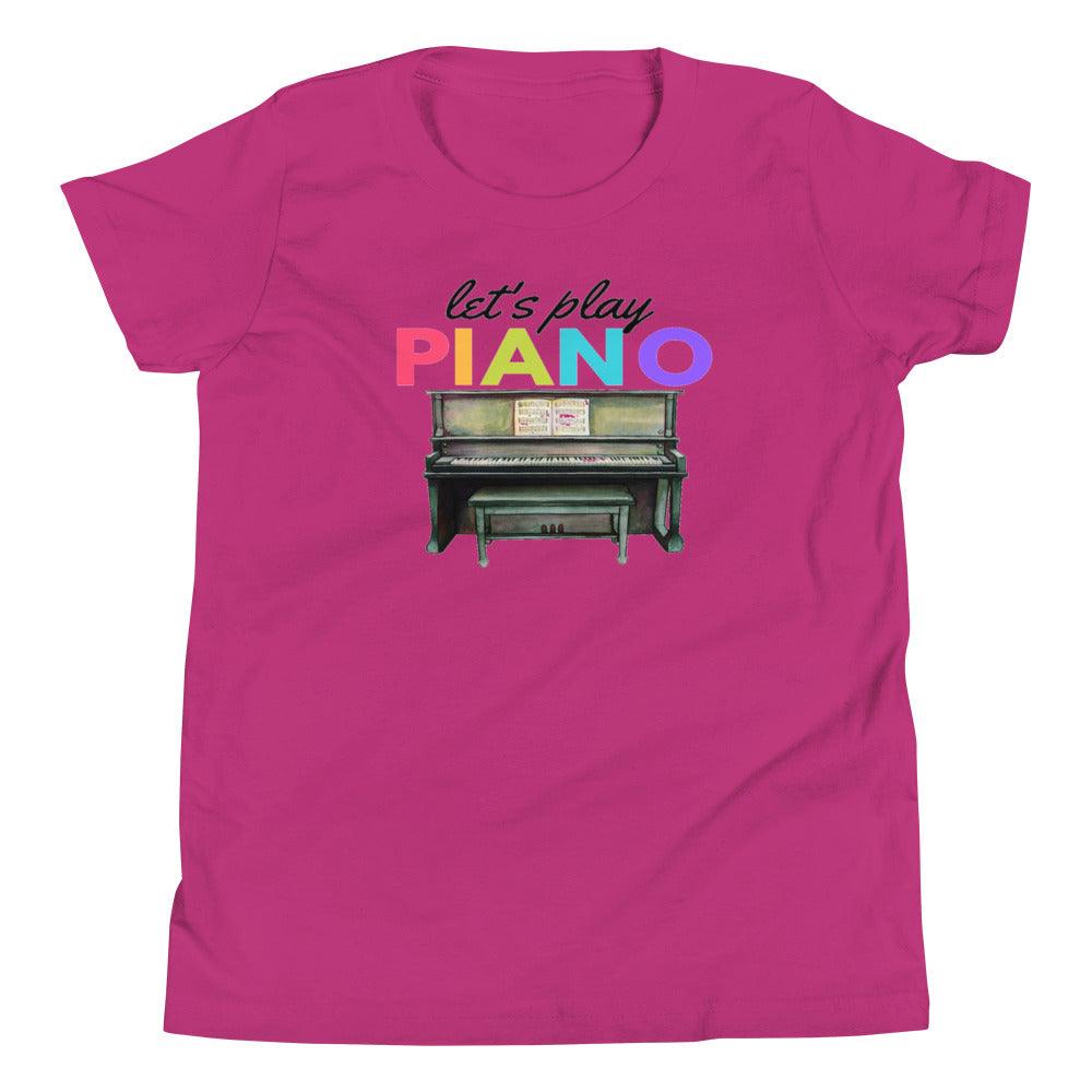 Let's Play Piano Youth Kids T-Shirt - Music Gifts Depot