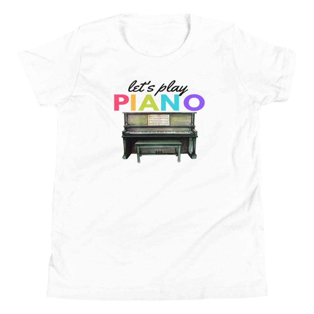 Let's Play Piano Youth Kids T-Shirt - Music Gifts Depot