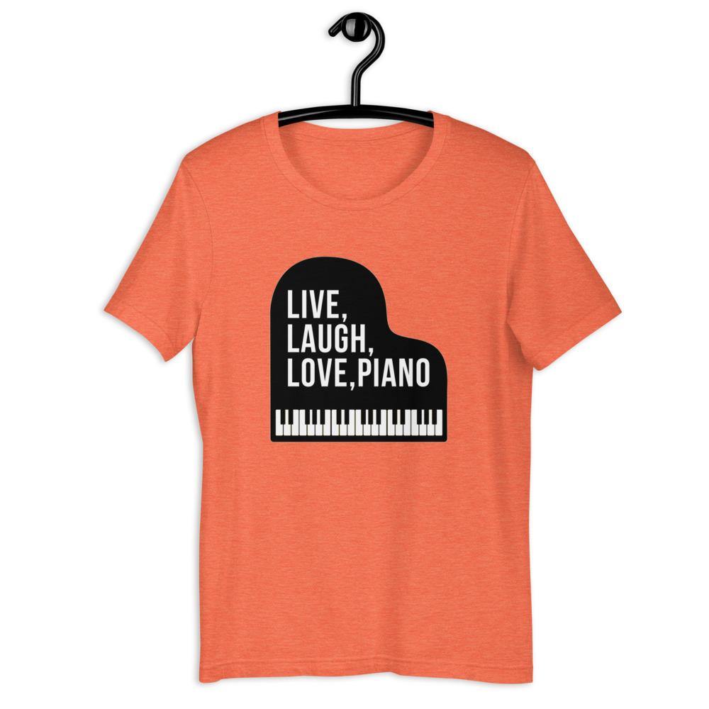 Live, Laugh, Love, Piano T-Shirt - Music Gifts Depot