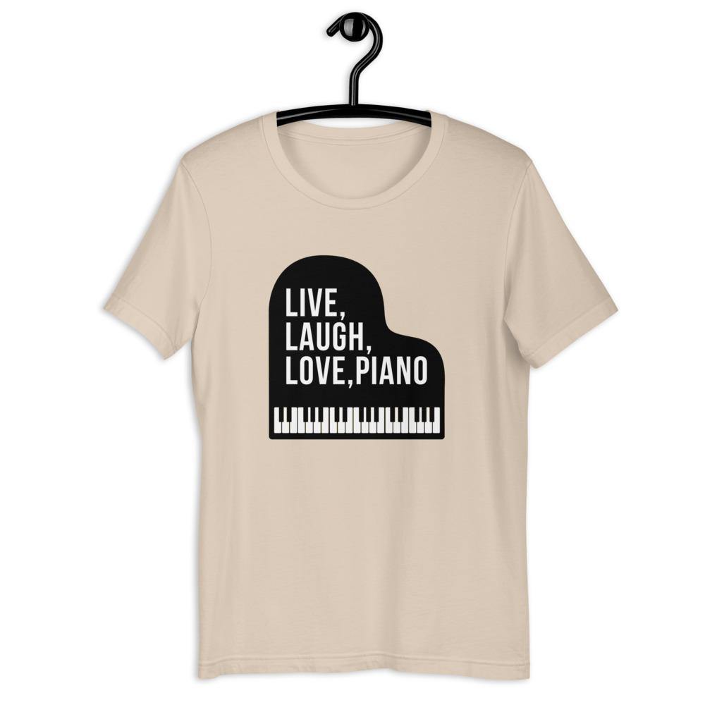 Live, Laugh, Love, Piano T-Shirt - Music Gifts Depot