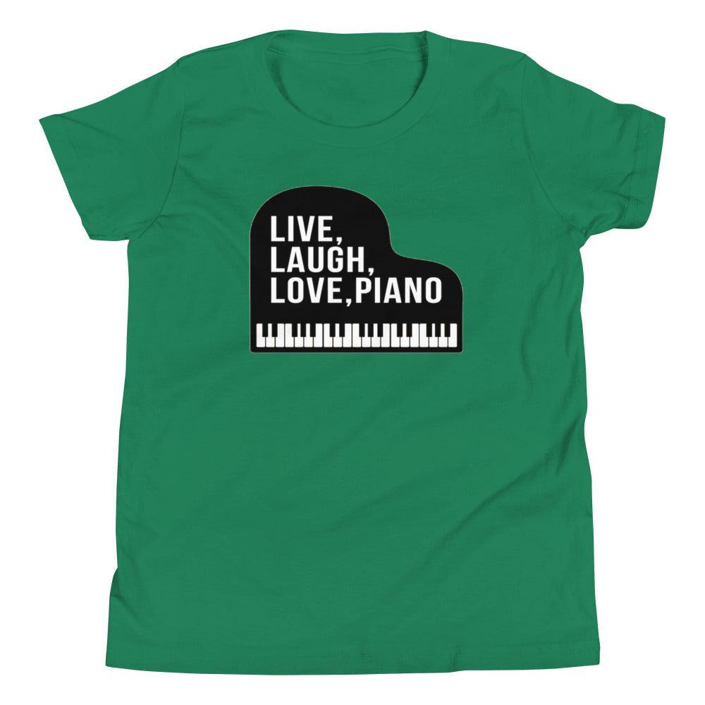 Live Laugh Love Piano Youth Kids T-Shirt - Music Gifts Depot