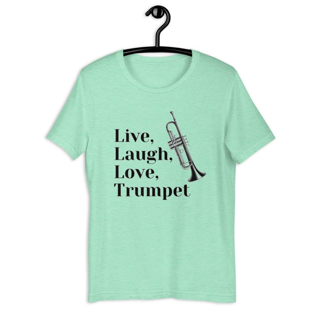 Live, Laugh, Love, Trumpet T-Shirt - Music Gifts Depot