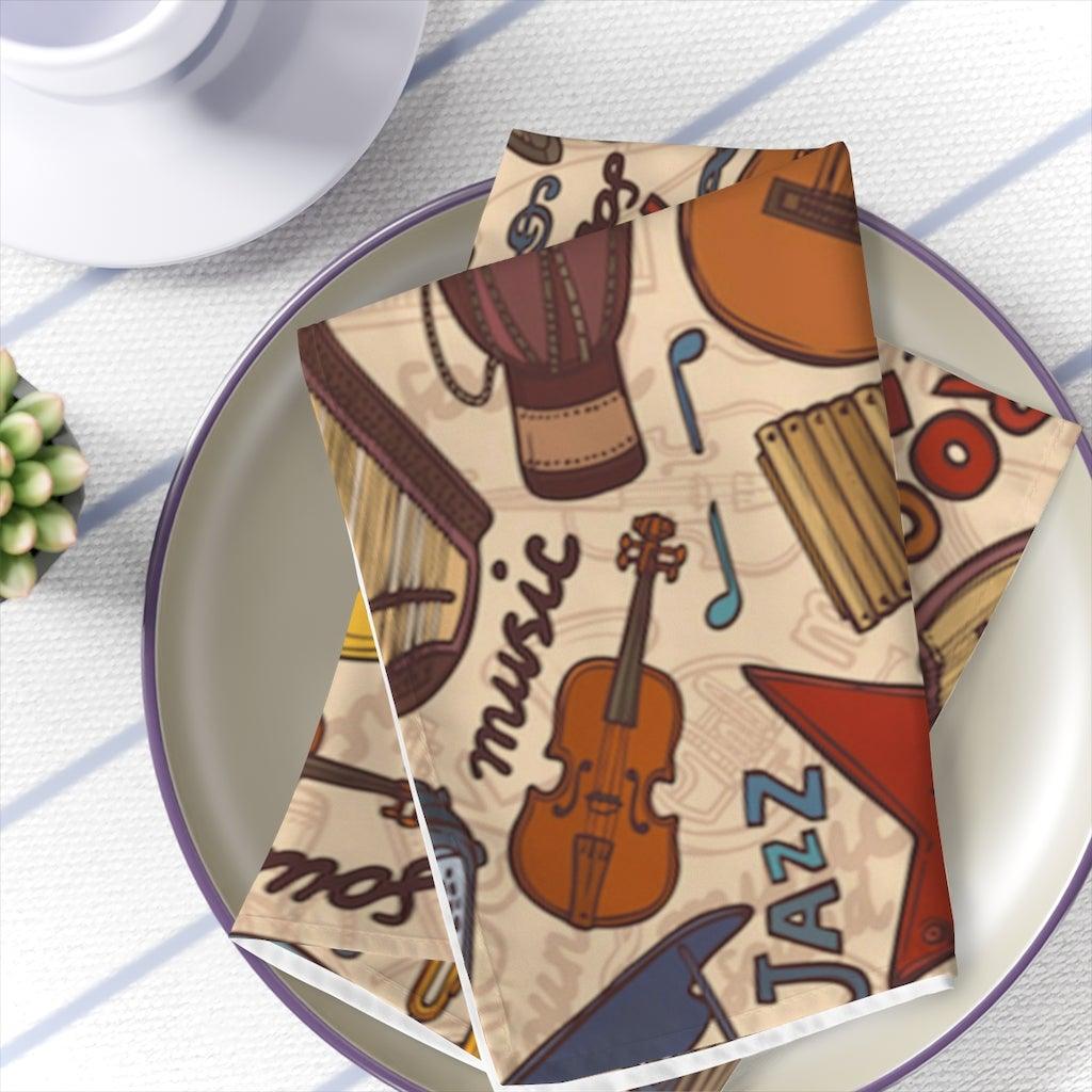 Music Instrument Cloth Napkins Set Of 4 - Music Gifts Depot