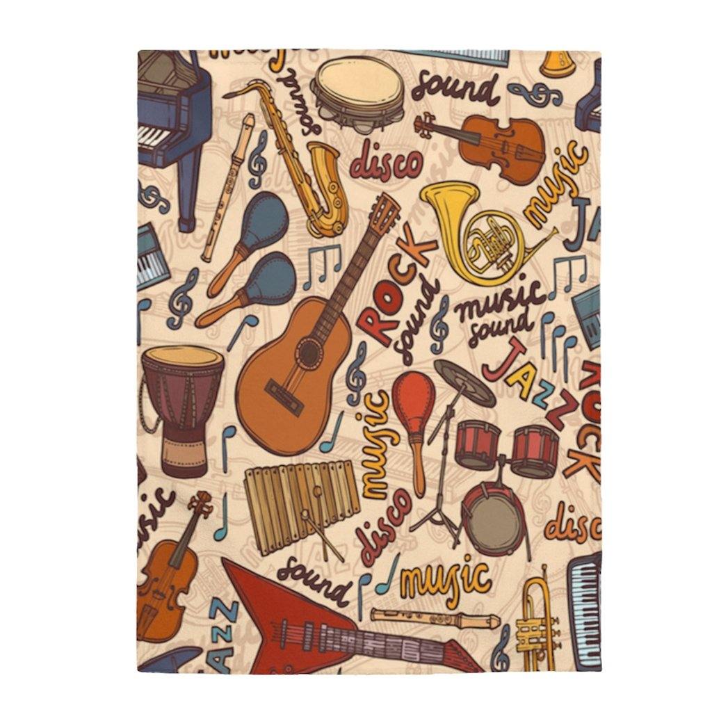 Music Instrument Velveteen Plush Blanket - Music Gifts Depot