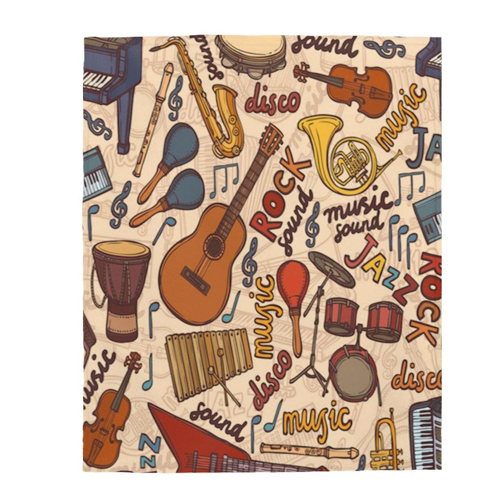 Music Instrument Velveteen Plush Blanket - Music Gifts Depot