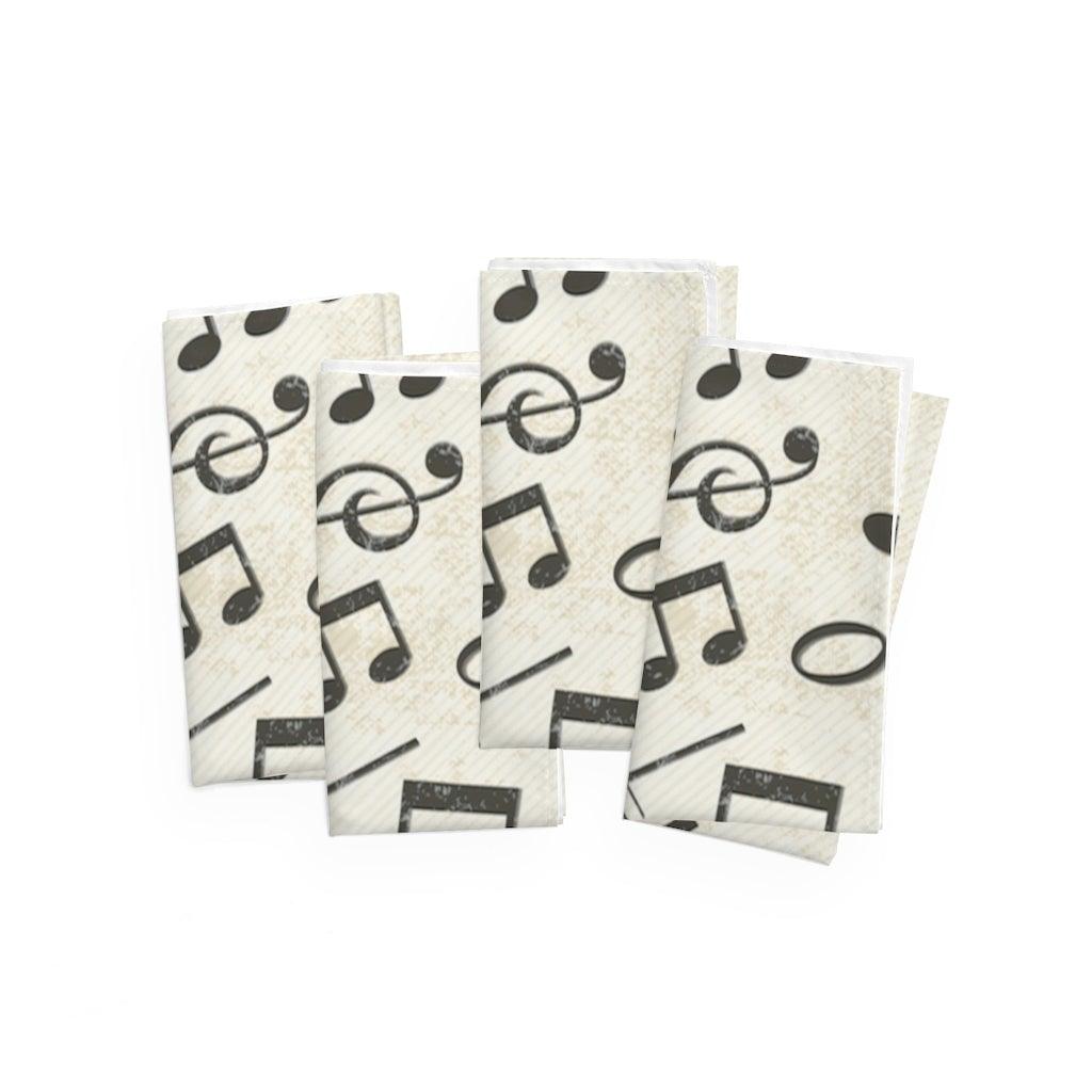 Music Note Cloth Napkins Set Of 4 - Music Gifts Depot