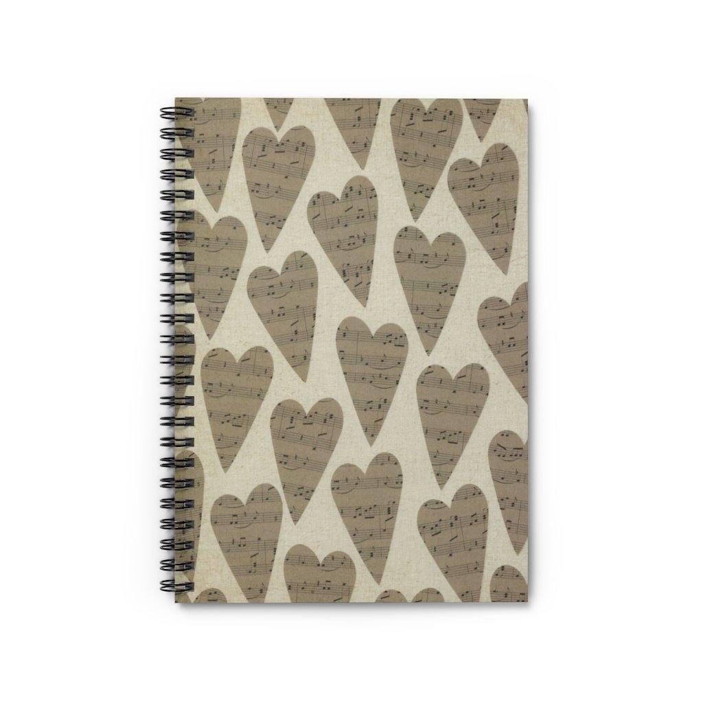 Music Note Heart Spiral Notebook - Ruled Line - Music Gifts Depot