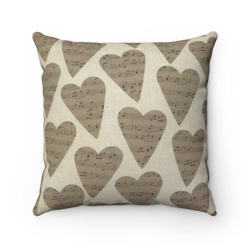 Music Note Heart Square Pillow - Music Gifts Depot