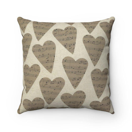 Music Note Heart Square Pillow - Music Gifts Depot