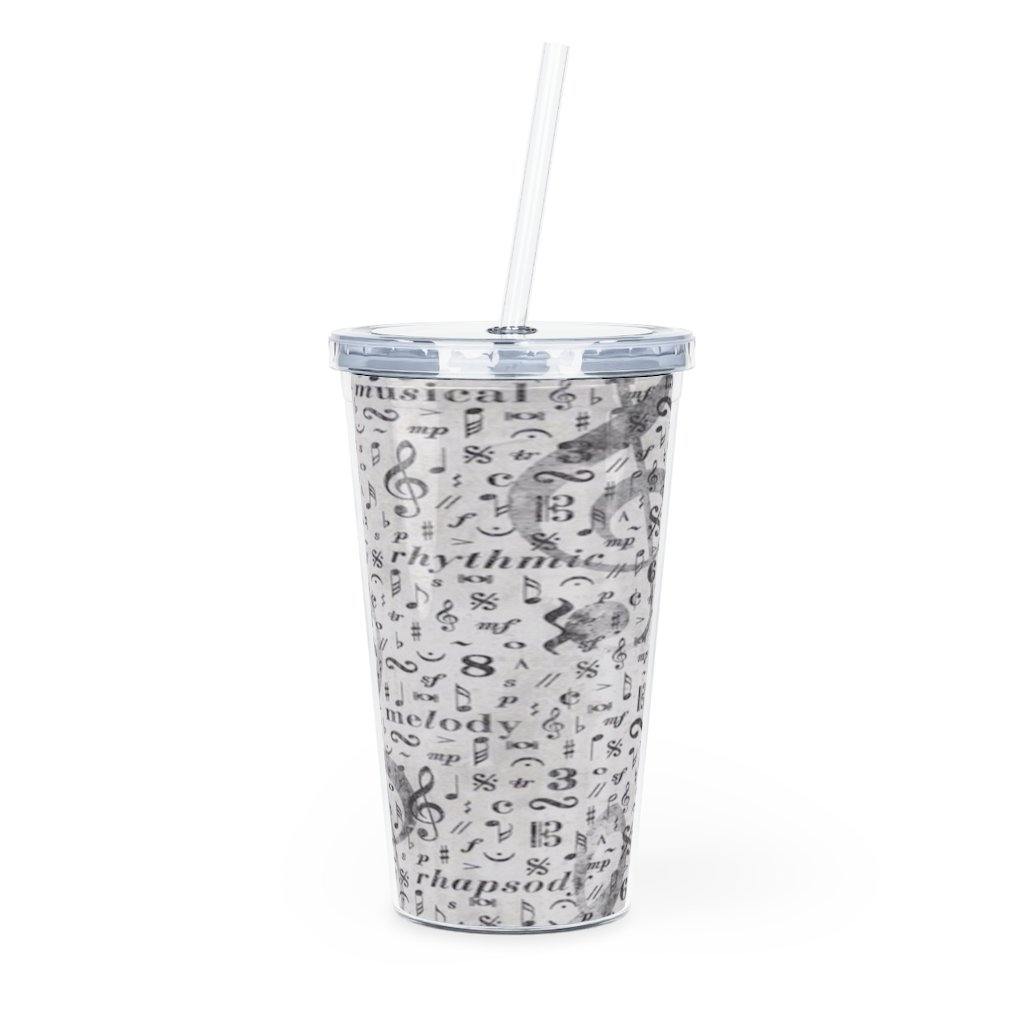 Music Note Plastic Tumbler with Straw - Music Gifts Depot