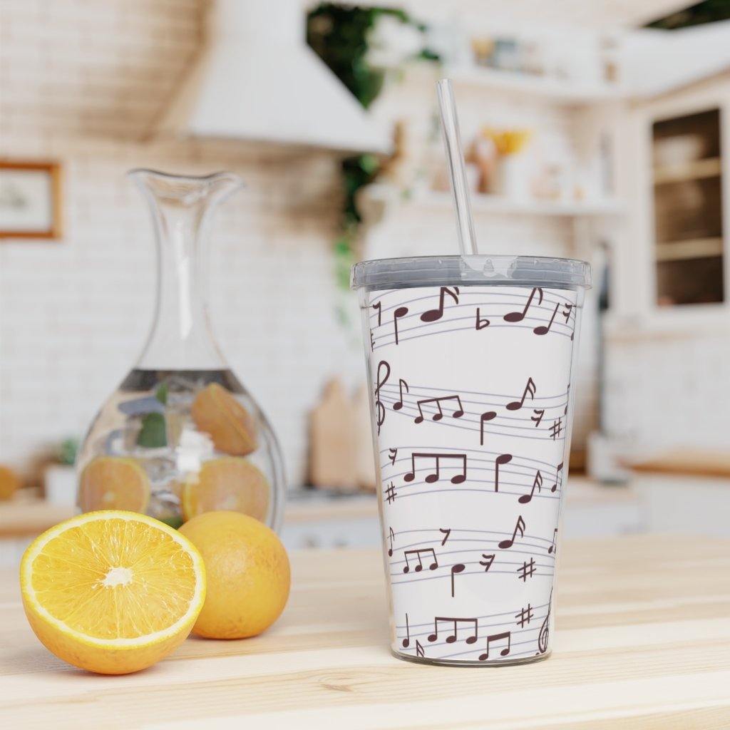 Music Note Plastic Tumbler with Straw - Music Gifts Depot