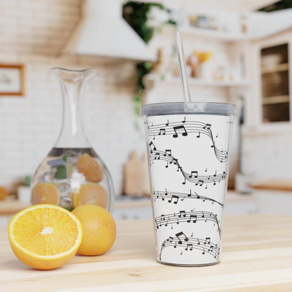 Music Note Plastic Tumbler with Straw - Music Gifts Depot