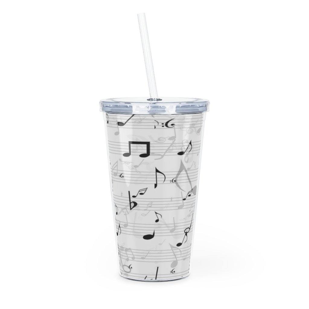 Music Note Plastic Tumbler with Straw - Music Gifts Depot