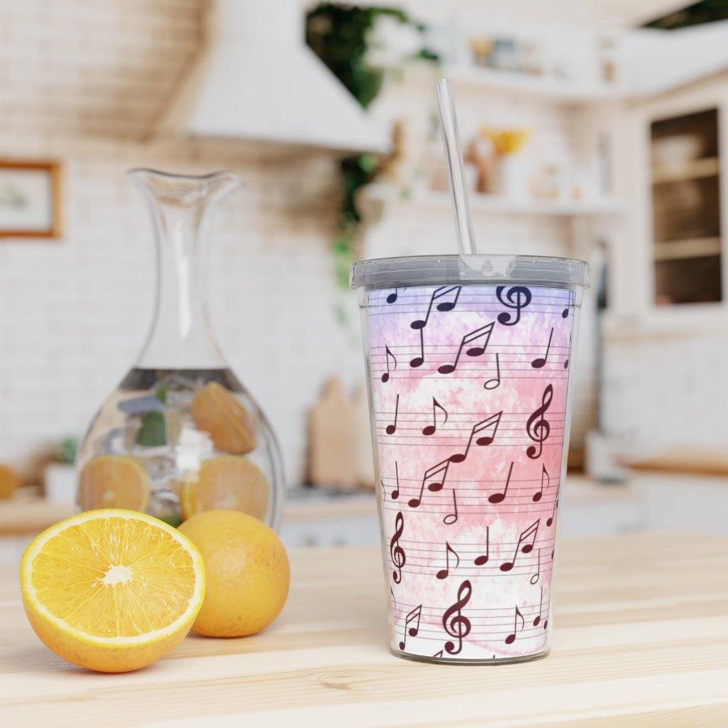 Music Note Plastic Tumbler with Straw - Music Gifts Depot