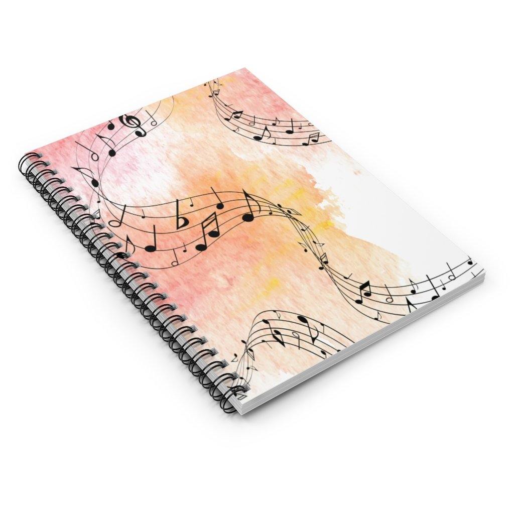 Music Note Spiral Notebook - Ruled Line - Music Gifts Depot