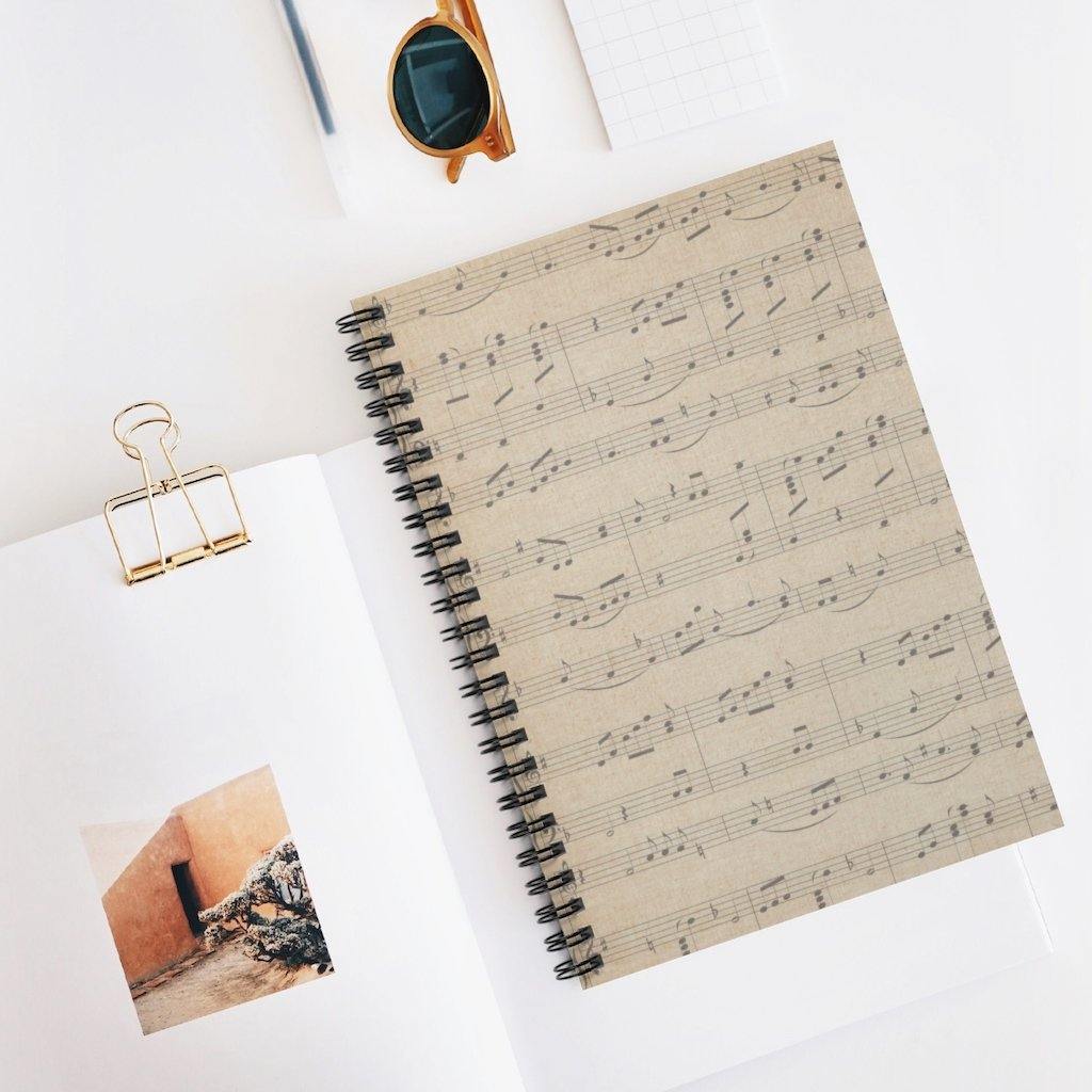 Music Note Spiral Notebook - Ruled Line - Music Gifts Depot