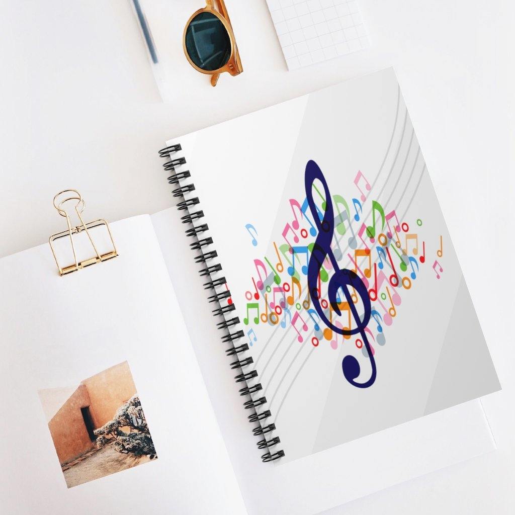 Music Spiral Notebook - Ruled Line - Music Gifts Depot