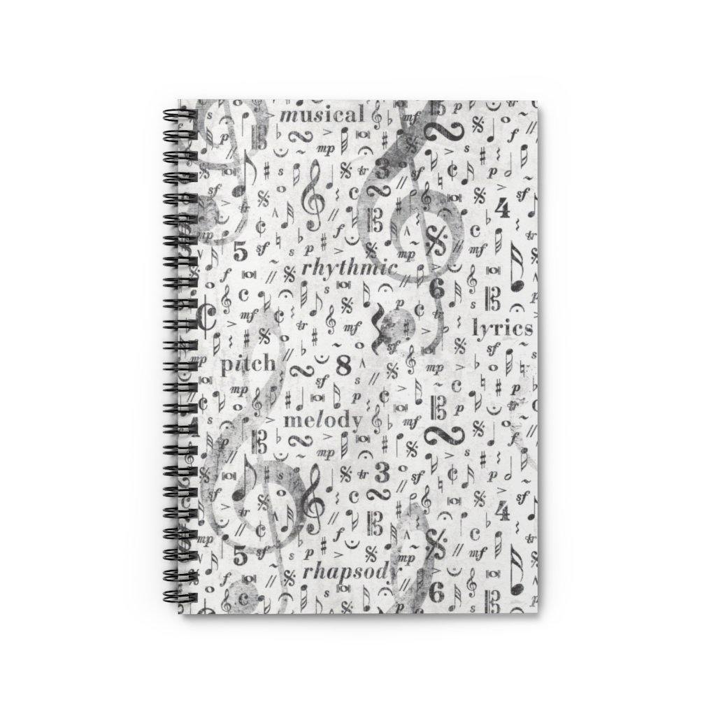 Music Spiral Notebook - Ruled Line - Music Gifts Depot