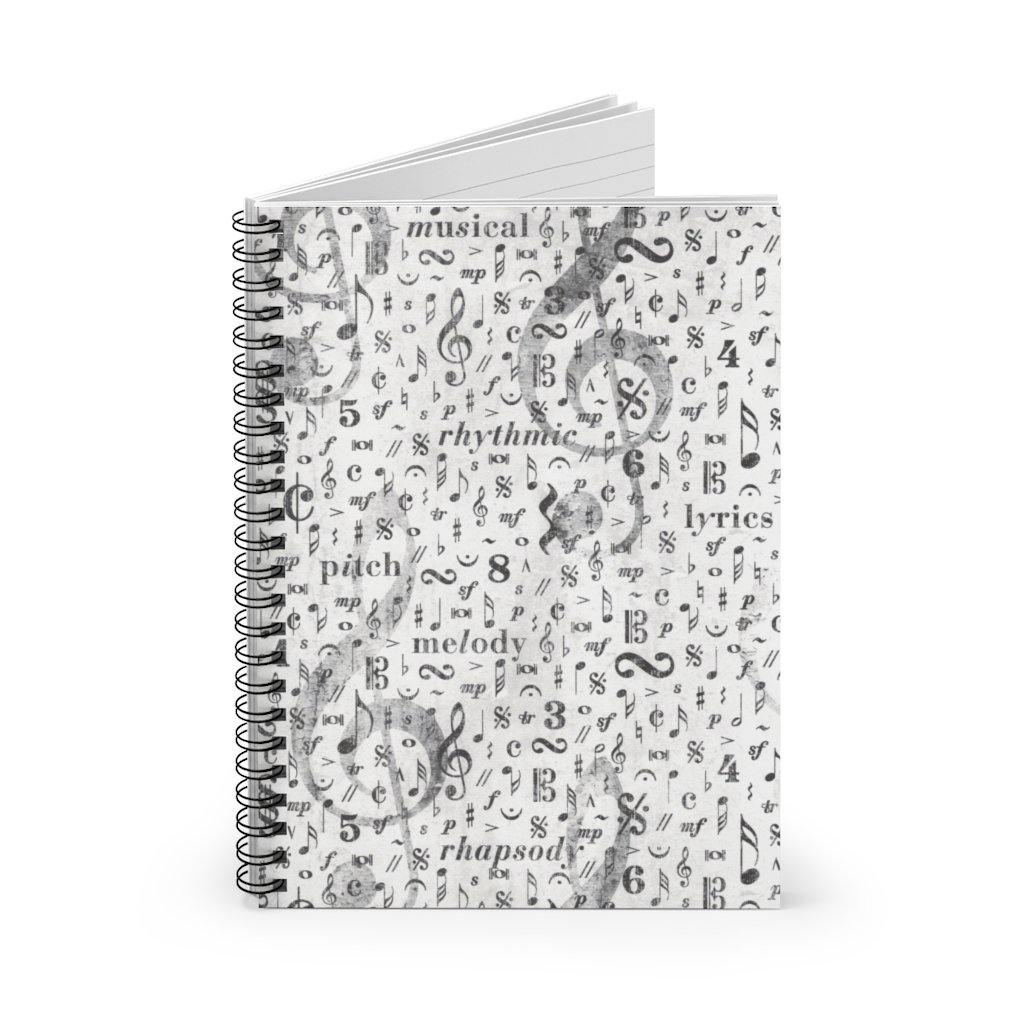 Music Spiral Notebook - Ruled Line - Music Gifts Depot