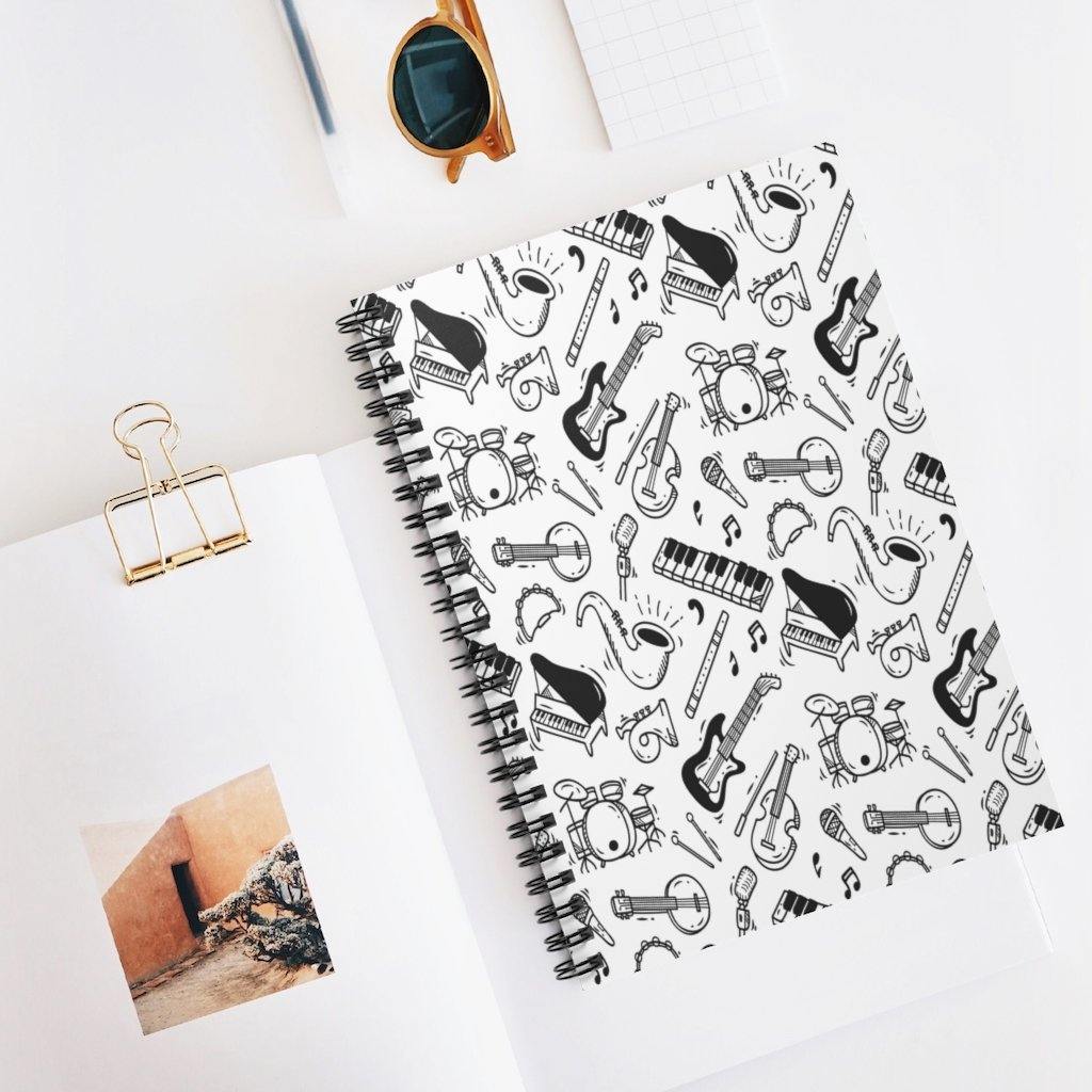 Music Spiral Notebook - Ruled Line - Music Gifts Depot