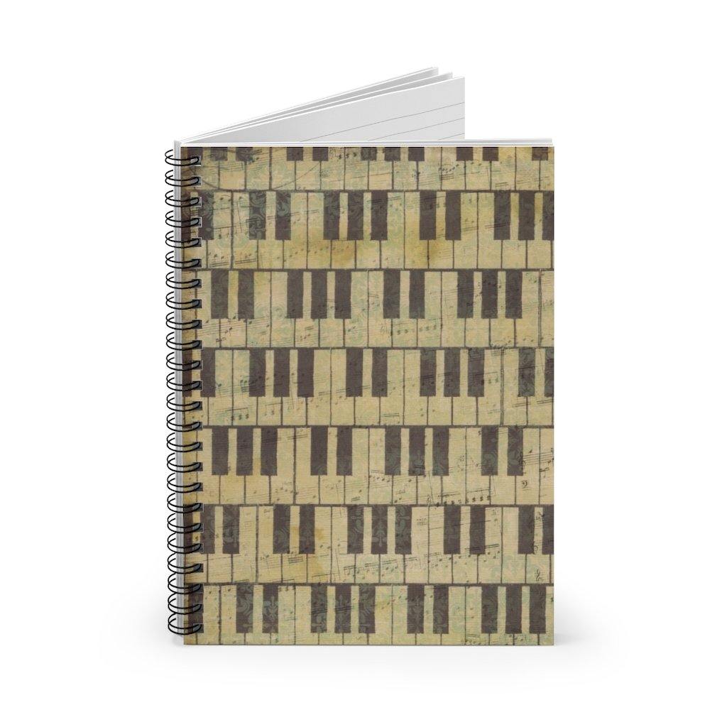 Music Spiral Piano Notebook - Ruled Line - Music Gifts Depot