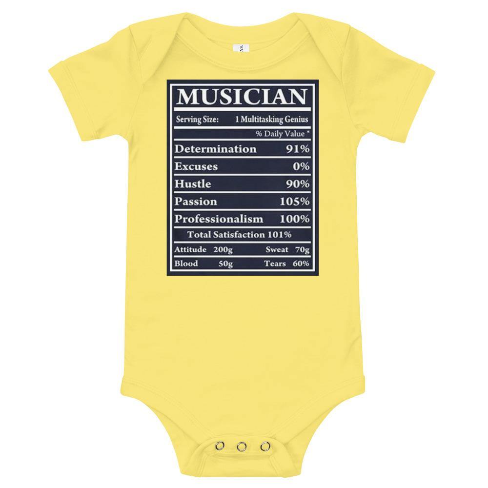 Musician Facts Baby short sleeve one piece - Music Gifts Depot