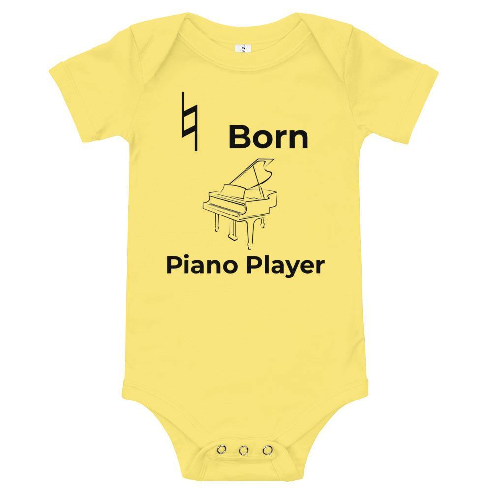 Natural Born Piano Player Baby Short Sleeve One Piece - Music Gifts Depot