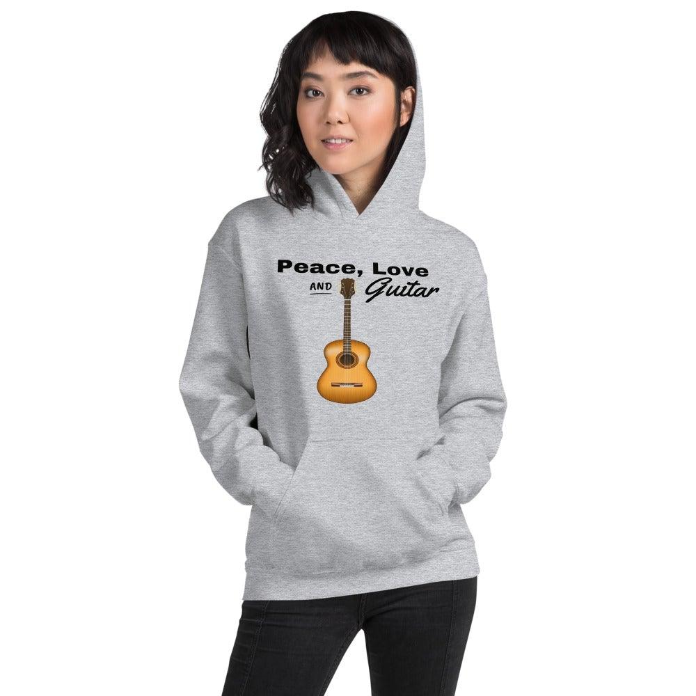 Peace Love and Guitar Hoodie - Music Gifts Depot