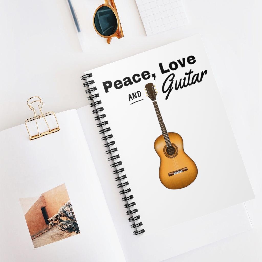 Peace, Love and Guitar Spiral Notebook - Music Gifts Depot
