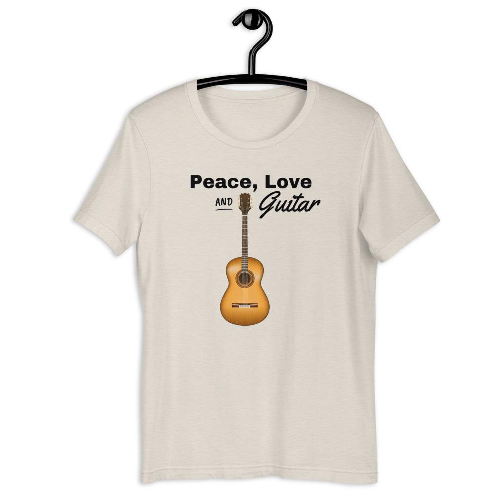 Peace, Love And Guitar T-Shirt - Music Gifts Depot