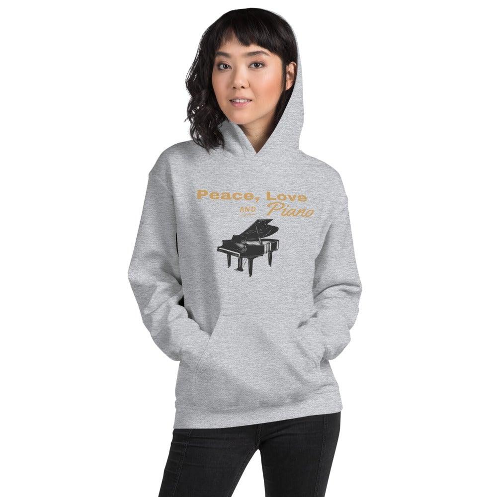 Peace Love and Piano Hoodie - Music Gifts Depot