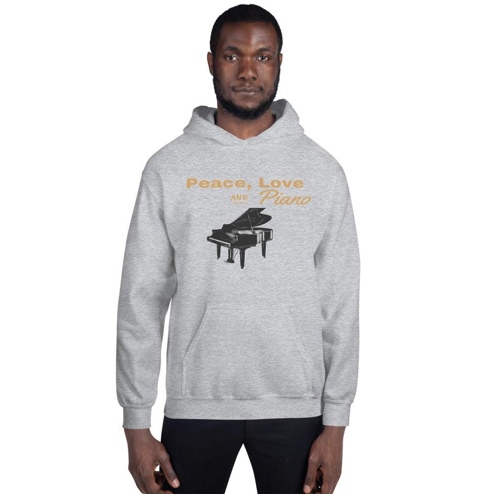 Peace Love and Piano Hoodie - Music Gifts Depot