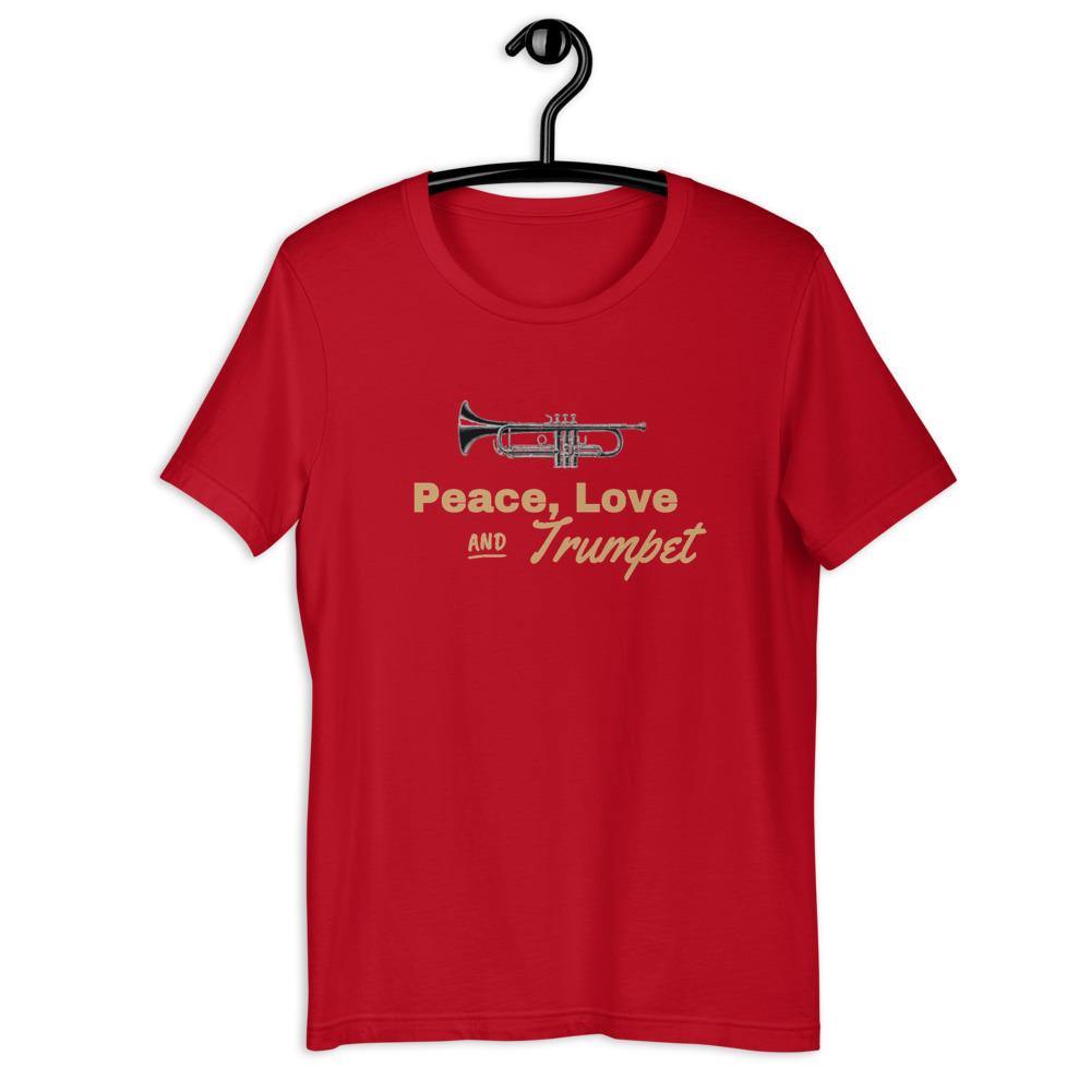 Peace, Love and Trumpet T-Shirt - Music Gifts Depot