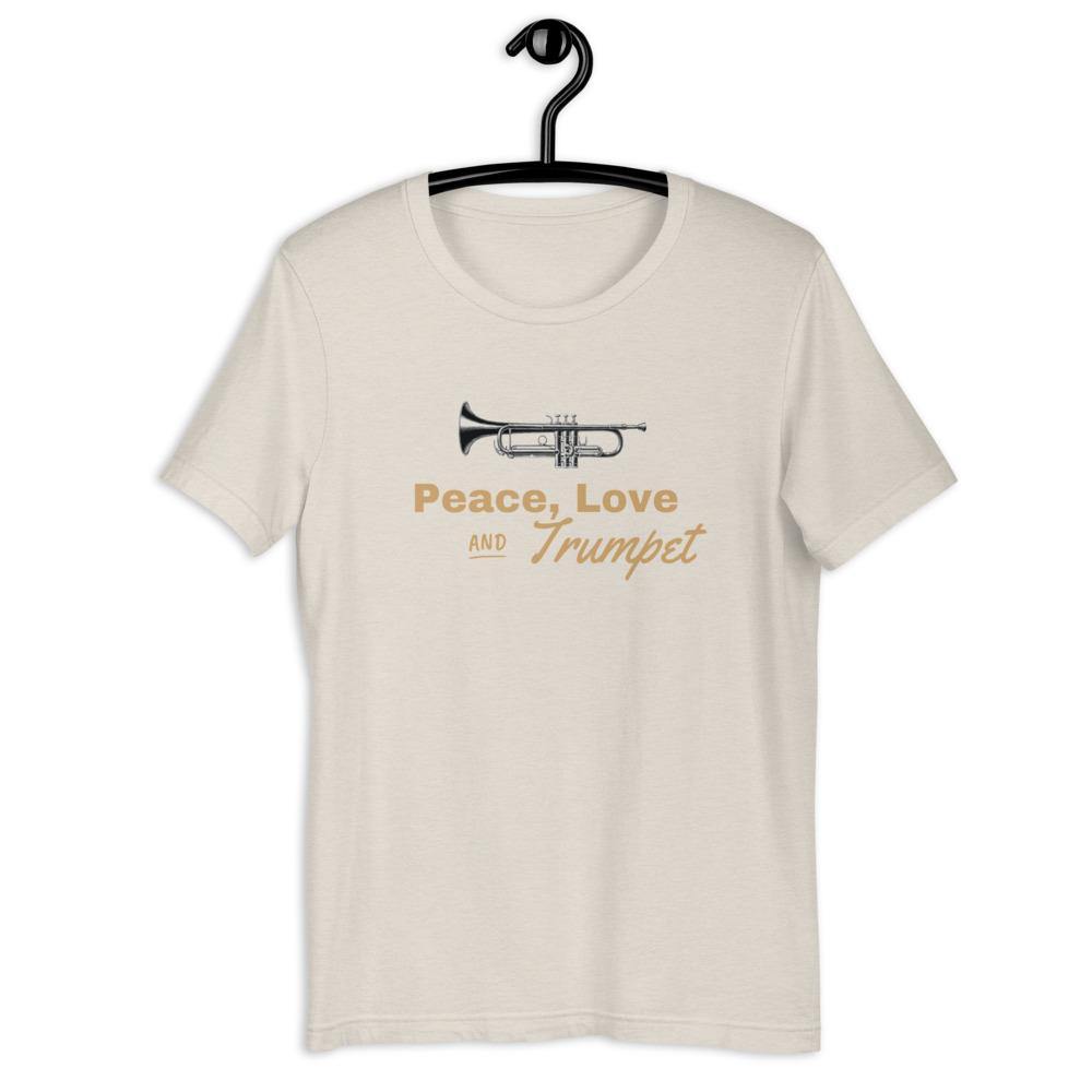 Peace, Love and Trumpet T-Shirt - Music Gifts Depot