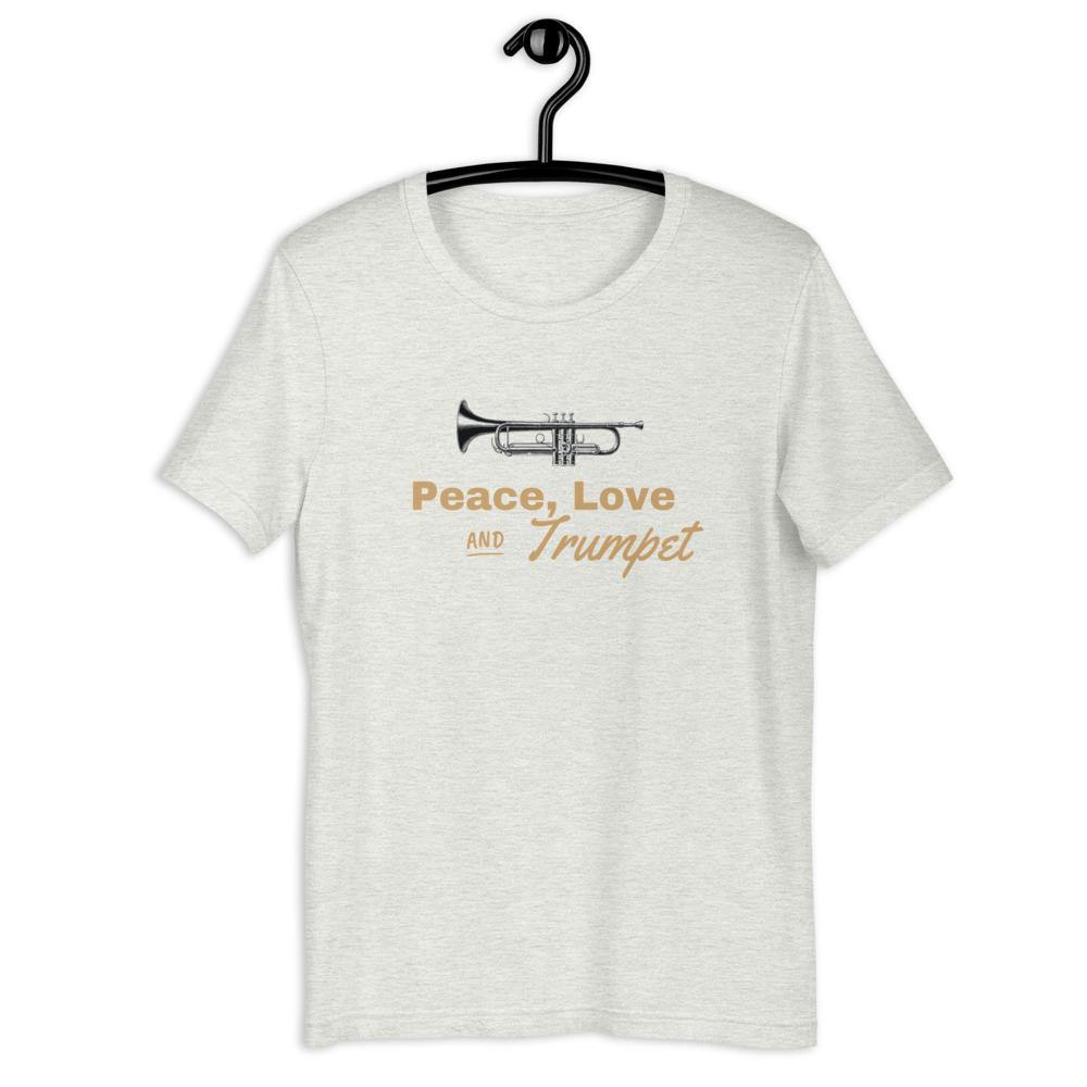 Peace, Love and Trumpet T-Shirt - Music Gifts Depot
