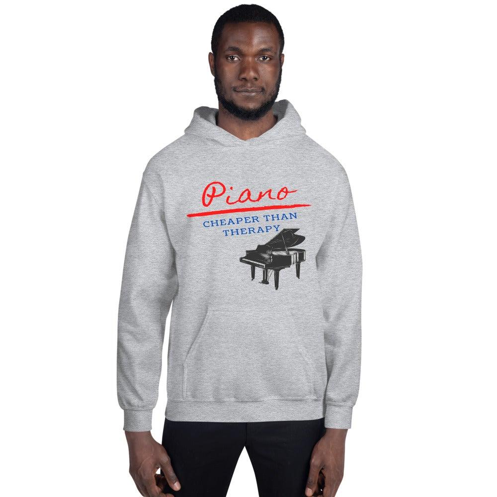 Piano Cheaper Than Therapy Hoodie - Music Gifts Depot