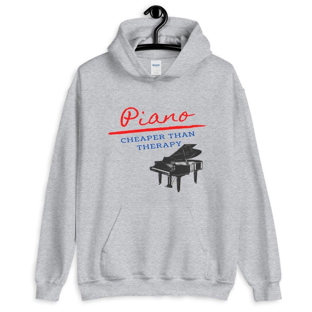 Piano Cheaper Than Therapy Hoodie - Music Gifts Depot